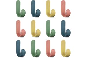 Fuyamp Bunte Klebehaken,Selbstklebende Haken,Bunte Kleiderhaken kinder,Selbstklebende Handtuchhaken,Handtuchhaken Kleiderhaken Ohne Bohren für Küche,Badezimmer und Büro 12 Stück (Farben mischen 1)