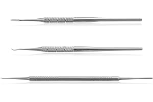 ‎BLIZZARD Blizzard Podologie-Werkzeug 3-St Instrumentensatz - Tamponierhaken 13 cm, Eckenfeile 13 cm, Löffelinstrument 16 cm - zum Feinarbeiten im Nagelfalz, Nagelkanten und Ecken - Fußpflege CE Medizinprodukt Edelstahl