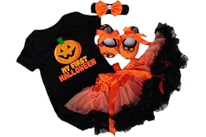 BabyPreg Meine erstes Halloween-Kostüm für Kleinkind Mädchen Thanksgiving Kostüm Kürbis Anziehen Baby Kleid Set