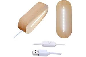 CDIYTOOL Base de exhibición de luces LED ovaladas, base iluminada de madera ovalada de color cálido, para exhibición de cristal de resina acrílica