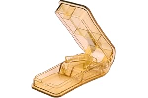 JUNFEIXUAN Pill Cutter, Portable 2-in-1Pill Splitter with Blade and Storage Compartment for Small or Large Pills Cut in Half Quarter for Pills Tablets (Brown)