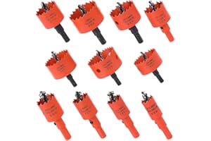 Dribotway 11PCS Bi-Metal Hole Saw Set, 19mm-65mm Size Bimetal Hole Saw Bit HSS, Cutting Circular Holes, for Wood and Metal, Plastic, Plywood, Thin Metal