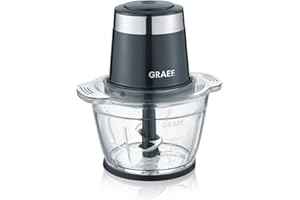 ‎GRAEF. GRAEF Multi-Zerkleinerer CH502 Schwarz, Vierflügeliges Edelstahlmesser, Einhand-Pulse-Bedienung, Ideal zum Hacken von Obst, Gemüse – Multi-Zerkleinerer