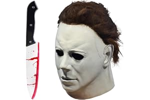 wenweo Michael Myers Maske aus Latex - Originalgetreue Halloween Maske horror für Erwachsene - Michael Myers Kostüm Zubehör für Mottoparty & Horror Party