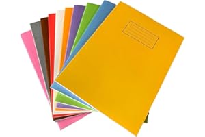 Janrax Pack of 10 A4 Assorted Coloured 80 Pages Feint and Ruled Exercise Books