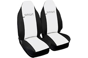 Rebeca Shop® Coprisedili Auto Compatibili per Smart | Made in Italy | Set Copri-sedile Anteriori Coppia (w450 - Prima Serie, Bianco/Nero)