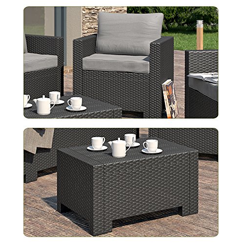 BICA Colorado POLY RATTAN GARTENMÖBEL LOUNGE SET XXL RATTANOPTIK SITZGRUPPE GARNITUR Anthrazit