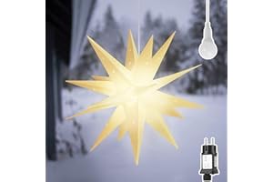‎SALCAR SALCAR 60cm Weihnachtsstern Beleuchtet Außen, 3D XXL Leuchtstern Fenster Innen zum Aufhängen, Adventsstern Fenster Weihnachtsdekoration Outdoor, Warmweiß