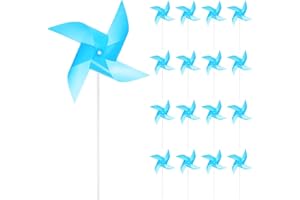 sourcing map 25 mulini a vento per cortile giardino 39,9x23,1 cm, 4 foglie girandole filatori antivento impermeabili per uccelli con paletti, azzurro