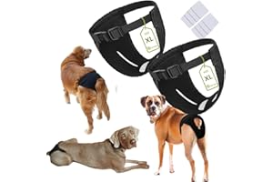 WAGVOGUE Braga Perro Celo Hembra.Bragas Perras Menstruales,Bragas Menstruales Perro Hembra,Bragapara Celo Perras- 2 uds Incluye 8 Toallas Sanitarias|Talla XL,Negro