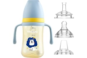 nohlerlife Trinklernbecher für Baby, Kinder Trinkflasche, Babys Trinkbecher mit Griffen Auslaufsichere Lecksicher, Kinder Strohbecher Soft Auslauf Cup 240ml, mit 3 Arten Silikon Tüllen, BPA frei