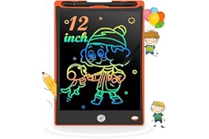 ＲＵＥＩＵＲＩ LCD Writing Tablet, 12 inch Large Colorful Screen Writing Pad Drawing Pad, Doodle and Scribbler Board for Kids,Colourful Screen Drawing Tablet Doodle Board w/Stylus Pen (12 Inch(Orange))