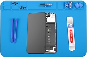 MMOBIEL Tappetino per Saldature e Riparazioni in Silicone – 30x20cm Resistente al Calore Fine a 500°C - Tappetino da Banco per Saldature ed Elettronica - Con Isolamento Termico – Blu