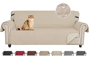 CHELZEN Housse de canapé imperméable à l'eau, Housse de canapé réversible 3 Places, Protecteur de Meubles pour Chiens pour Enfants dans Le Salon (3 Place, Beige)