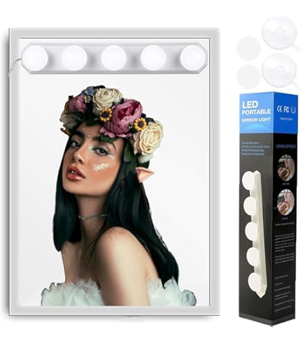 Lampe De Coiffeuse LED 4 Ampoules Avec Ventouse – Sans Fil, Portable, Pour Maquillage Et Salle De Bain, Facile à Poser