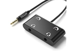 Cubilux Podwójny rozdzielacz słuchawek z regulacją głośności, podwójny adapter audio jack dla 2 osób, 3,5 mm męskie na podwójne żeńskie słuchawki rozdzielacz współdzielenia kompatybilny z MacBookiem,