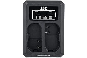 JJC Caricabatteria Doppio USB per Nikon ZR Zf Z7II Z7 Z6III Z6II Z6 Z5II Z5 D850 D750 D610 D600 D500 D7500 D7200 D7100 D7000 D810A D810 D800E D800 Sostituisce Nikon EN-EL15/EN-EL15a/EN-EL15b/EN-EL15c