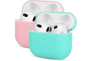 Mocarheri 2X Kompatibel mit AirPods 3 Generation Hülle 2021, Ultra-dünnes, Silikon Stoßfeste Weiches Schutzhülle für AirPods 3, Voller Schutz für AirPods 3 Case Cover,minzgrün/Rosa