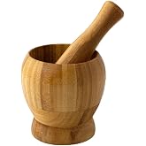 Doğal Bambu Ahşap Sarımsak Ezme Havanı, Orta Boy, Ahşap, Gıda Teması G&uuml;venli