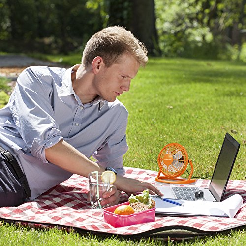 TROTEC TVE 1O Mini USB Ventilator / Fan / Lüfter Pumpkin Orange, geräuscharm mit An/Aus-Schalter, 360° Neigungswinkel, ideal für Schreibtisch Laptop Notebook, oder unterwegs (orange) - 6