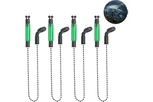 Nelxsene Set di 4 indicatori scambisti per pesca alla carpa, indicatore di punta, indicatore di abboccato per scambisti, verde, rosso, giallo, blu, indicatori di morso portatili, per la pesca notturna