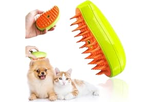 HUAYUEHONG 3 In 1 Steamy Cat Brush - Upgraded Multifunctional Cat Steamer Brush for Massage, Steam Pet Brush for Removing Tangled and Loose Hair（green1PS)
