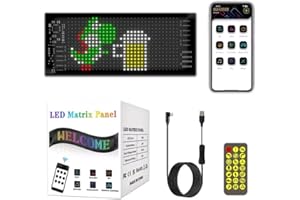 IWIIK Pantalla LED Flexible Personalizable RGB, Pixel Art Digital Programable, Letrero USB, Rótulo con Control por Bluetooth Móvil App para Publicidad Comercio, Coche, Decoración Casa... (16x32 píxels)