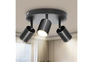 Dehobo Faretti da Soffitto GU10 Orientabili 350°, Plafoniera Lampada Soffitto Negro, Lampada da Soffitto Lampadario, Luci da Soffitto per Ingresso, Camera da Letto, non Inclusa Lampadina GU10