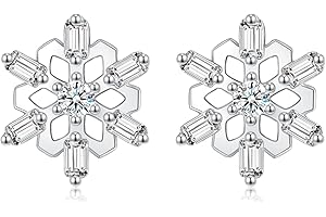 Cangall Srebrne świąteczne kolczyki sztyfty dla kobiet, srebro 925, renifer i płatek śniegu, 11 mm, hipoalergiczne, do chrząstki, z pudełkiem prezentowym, na zimę, przyjęcie bożonarodzeniowe