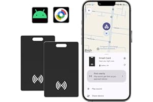 KZO Android Slim Wallet Tracker Card Rechargeable Luggage Tracker Tag, Works with Google Find Hub App (Android Only), Wireless Charge, IP68 Waterproof, for Keys, Suitcase, Backpack, 2 Pack