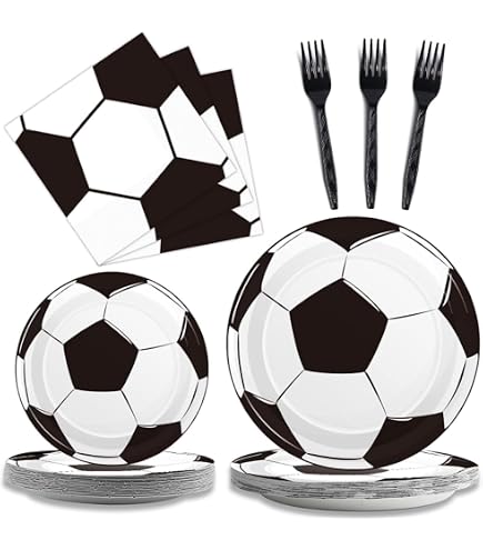 PTECDROTS Lot de 80 assiettes décoratives de fête de football