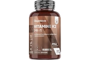 WEIGHTWORLD Vitamine K2 MK7-200 µg Par Comprimé - 365 Micro Comprimés Vegan pour 1 An d'Approvisionnement - sous Forme de Ménaquinone - Selon l'EFSA, La Vitamine K Contribue au Maintien d'une Ossature Normale