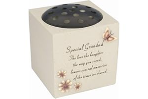 David Fischhoff Grandad Butterfly & Flowers Design Verse Memorial Grave Rose Bowl, Weatherproof - for Graveside Flower Arrangements, 14 x 15 cm