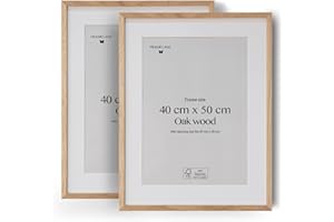 Framelane Lot de 2 cadres affiche 40x50 cm en chêne naturel - Design élégant, finitions soignées - Bois certifié FSC éco-durable - Avec clips métalliques