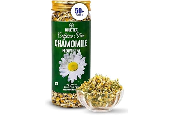 BLUE TEA - Chamomile Tea - 30 g - 50+ Cups SLEEP & RELAXATION Herbal Tea - Caffeine Free - Flower Based - Non-Bitter Reusable Pet Jar
