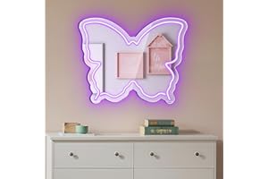 LEDLIGHTSWORLD Butterfly Neon Signs Mirror Vanity, 15.75''x 12'' Cute Girls mirror neon light Adjustable Brightness, USB Wall Mirror Decor for Girls, Women, Bedroom, Party, Makeup, Gifts