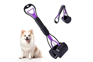 YONTINY Portable Pet Dog Pooper Scooper Foldable Poop Scoops for Dogs and Cats Easy Squeeze Trigger Jumbo Jaws Pooper Scooper Long Handle for Walks Garden Dog Poop Waste Pick Up Rake for Grass Gravel