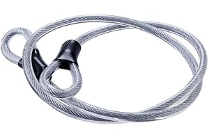 WANLIAN Câble de sécurité en acier inoxydable, câble en acier tressé à double boucle, câble de verrouillage flexible, cadenas en U de 3/8 pouce, cadenas, câble métallique transparent avec anneau,
