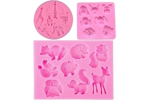SIMUER 3 Pack Animal Silicone Fondant Cake Molds Moldes de Silicona para Fondant, decoración de Tartas, Herramientas para Hacer Bricolaje, Dulces, Chocolate, Cubitos de Hielo, jabón