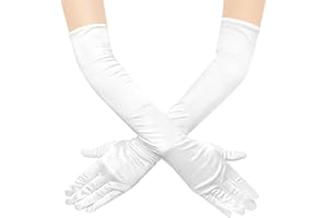 JUNART Longs gants en satin, gants élégants longueur coude pour fête d'opéra, mariage, robe de soirée, costume de carnaval, danse