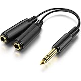 1/4" 6.35mm Stereo Plug/Male to Dual 1/4" 6.35mm Jack/Female Splitter Adapter Cable Converter 0.6 feet