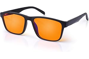 MOSSLIAN Blaulichtfilter Brille Herren 99% Blaulicht-blockierende PC Brille Anti Blaulicht Ohne Stärke reduziert die Bestrahlung Reduziert die Bestrahlung – Bernstein (Schwarz)