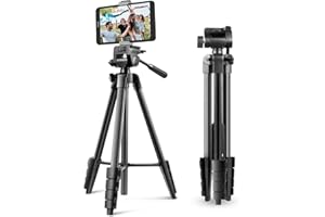 UBeesize Trépied pour Appareil Photo, 163 cm, Portable, avec télécommande et Support de téléphone, trépied Photo en Aluminium pour Enregistrement vidéo, Streaming en Direct, Compatible avec téléphone