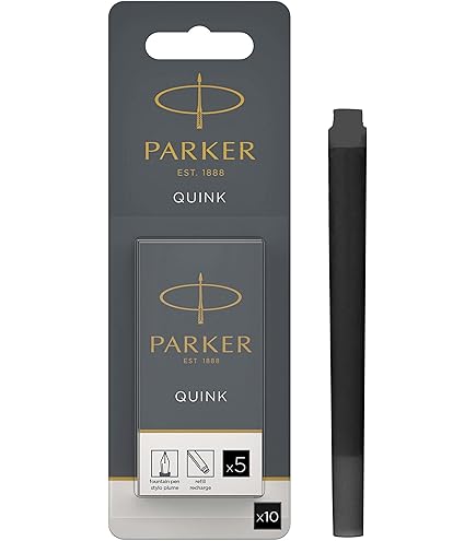 Ricariche Parker Quink Nere (3 Pezzi) - Punta Media 0.7mm, Scrivi Liscio Come La Seta! - 2