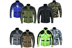 warrior gears 6 Pockets Mens Motorcycle Jacket, Textile Racing Motorbike Jacket, Hi-Vis Biker CE Protective Armored Jackets Mens Waterproof & Mesh Lining Breathable