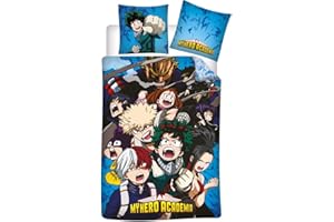 AYMAX Set Copripiumino Reversibile My Hero Academia 135x200 cm + Federa 80x80 cm 100% Cotone
