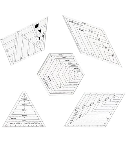 6-teiliges Nählineal-Set Aus Acryl – Patchwork- & Quilt-Lineale Mit Anti-Rutsch-Pads (transparent, Inkl. Gewichte)