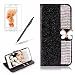 Produktbild Girlyard Bling Glitzer Lederhülle für iPhone 5S Schwarz, Luxus Noble Sparkle Diamant Muster Schutzhülle Glänzend Flip Wallet Case Standfunktion Kartenfach Klapphülle mit 3D Schmetterling Magnetverschluß für iPhone 5 5S SE