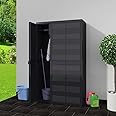 Gecheer Tuinkast, opbergkast, bezemkast, multifunctionele kast, terras of balkon, met 1 plank, grijs en zwart, 68 x 40 x 85 cm, waterdichte kist