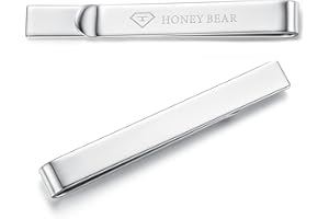 Honey Bear Clip Pasador de corbata -Talla normal Para Hombre Necktie, Acero inoxidable,Boda Negocio Regalo,5.4cm
